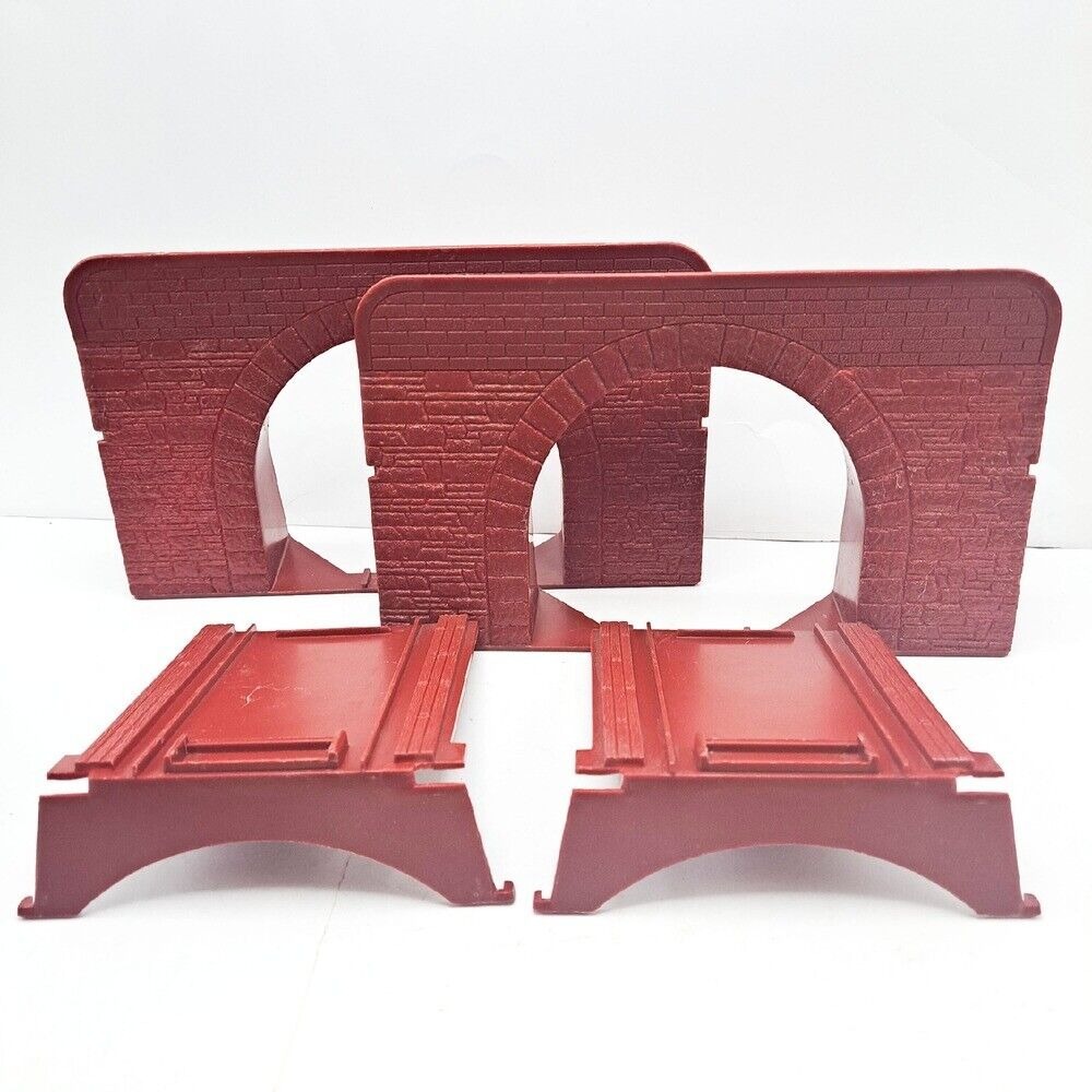 Vintage Train Set Tunnel Lot Red Brick Bridge Track Accessory Toy‎